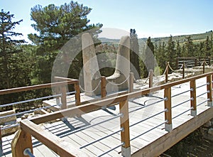 Horns of Consecration, a Minoan Symbol at Archaeological Site of Knossos, Crete Island, Greece photo