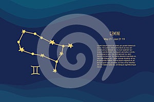 Horoscope background. Gemini sign. Vector horoscope background. Gemini constellations