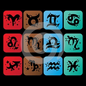 Horoscope icons.Zodiac signs characters.Symbol of