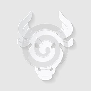 Horoscope paper cut style. Concept of the head of a ram for Taurus. Vector illustration