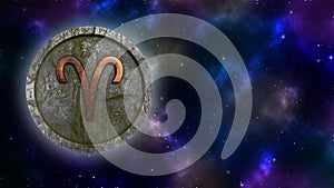 Horoscope sign Aries bronze and stone