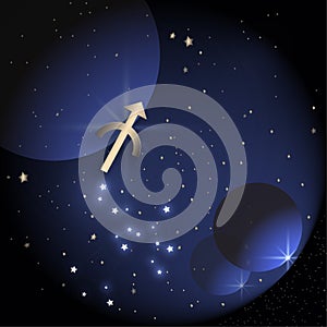 Horoscope zodiac Sagitarius constellation simple icon