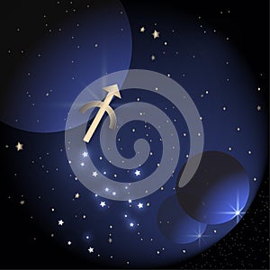 Horoscope zodiac Sagitarius constellation simple icon photo