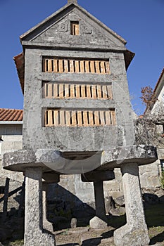 Horreo a traditional construction to keep harvested grain in northern Spain