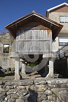 Horreo a traditional construction to keep harvested grain in northern Spain