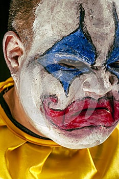 Horrible angry clown closeup