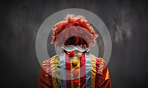 Horrible and mysterious clown with a gloomy atmosphere, generative ai
