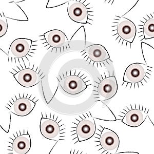 Horrific seamless pattern of female eyes, scary abstract background, the ability to change the background color