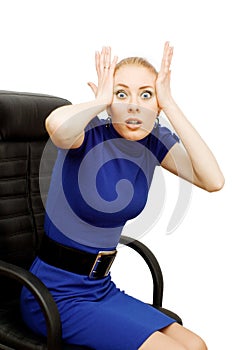 Horrified business woman photo