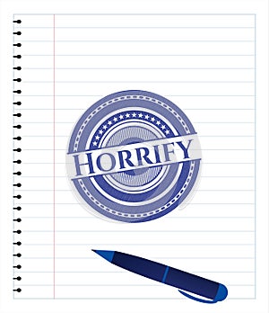 Horrify draw pen strokes. Blue ink. Vector Illustration. Detailed.  EPS10 photo