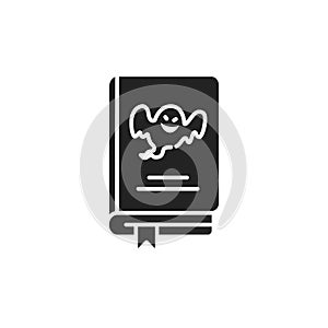Horror book black glyph icon. A genre of speculative fiction which is intended to scare. Pictogram for web page, mobile app, promo