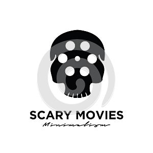 Horror Films Studio Movie Cinema Film Production logo design vector icon illustration