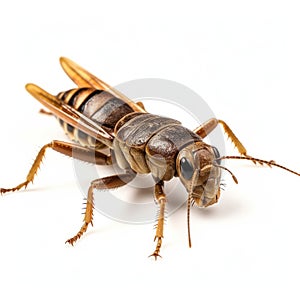 Horror-inspired Uhd Image Of A Small Brown Insect On White