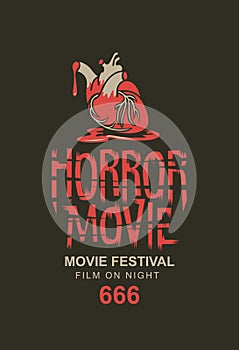 Horror movie festival, banner for scary cinema