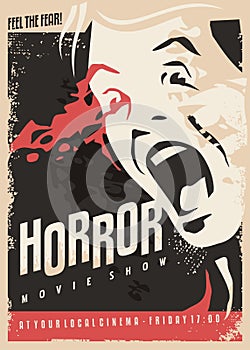Horror movie show retro cinema poster design photo