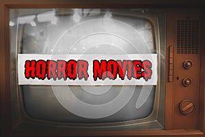 Horror movies genre television label old tv text vintage retro