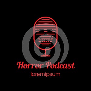 Horror Podcast logo or symbol template design photo