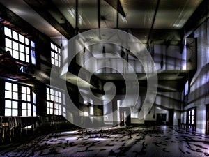 Horror scary Abandoned industrial building interior ruins abstract seq 5 of 18