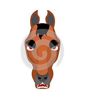 Horse angry emoji. Steed evil emotions. hoss aggressive. Vector illustration