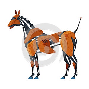 Horse Animal Robot, Artificial Intelligence Robotic Animal Vector Illustration on White Background
