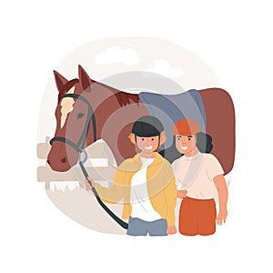 Horse back riding camp isolated cartoon vector illustration.