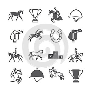 Horse banner line icons set. Equestrian. Vector signs for web graphics