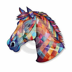 Horse With Bow Tie Sticker In Algorithmic Art Style
