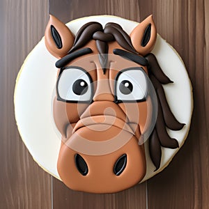Horse Caricature Cake With Brown Hair And Eyes