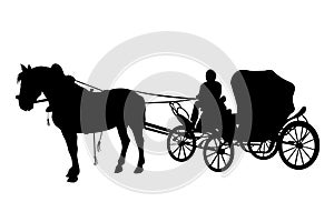 Horse and carriage black silhouettes