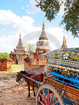 Horse carriage and Daw Gyan Pagoda complex, Ava, Myanmar 2