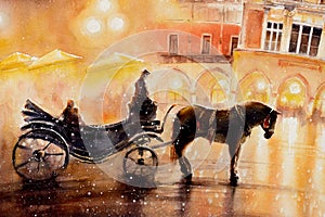 Horse carriage in Krakow. photo