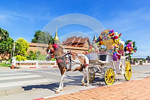 Horse carriage front of Wat Phrathat Lampang temple