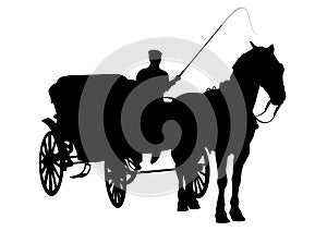 Un caballo a transporte silueta 