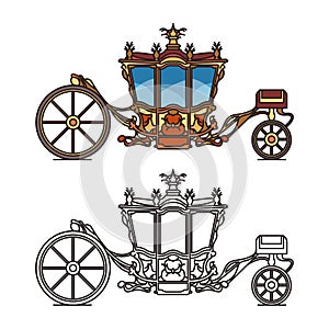 Horse carriage or vintage chariot for marriage
