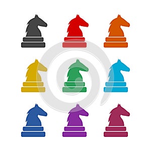 Horse chess piece icon, color set