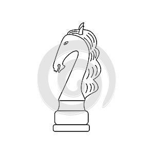 Horse chess piece. Vector black and white isolated outline