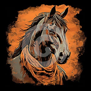 Horse Clipart, Horse Head for Sublimation Printing, Horse T-shirt Design Clipart, DTF DTG Printing, Horse Painting, Animal.