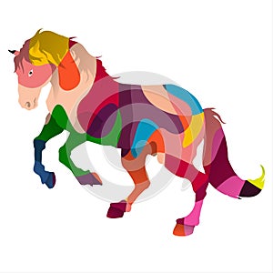 Horse colorful abstract isolated on a white background, vector illustration.