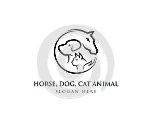 Horse dog cat care veterinarian logo design.