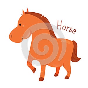 Horse. Domestic pets. Sticker for kids. photo