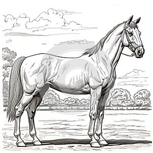 horse drawing Coloring book page