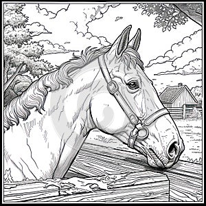 horse drawing Coloring book page