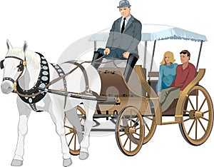 Horse Drawn Carriage Vector Illustration