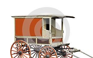 Horse drawn delivery wagon isolated.