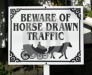 Horse drawn traffic sign