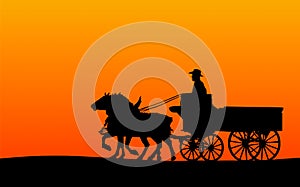 Horse-drawn Wagon Silhouette photo