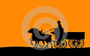 Horse-drawn Wagon, Vector photo