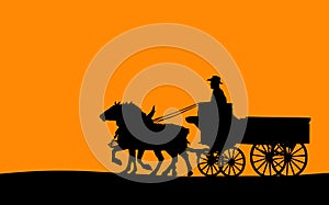 Horse-drawn Wagon, Vector