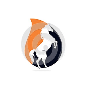 Horse drop shape concept logo design.