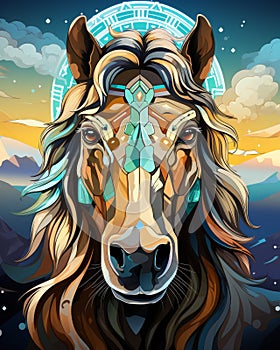 Horse eastern zodiac sign illustration for astrology content and horoscope predictions
